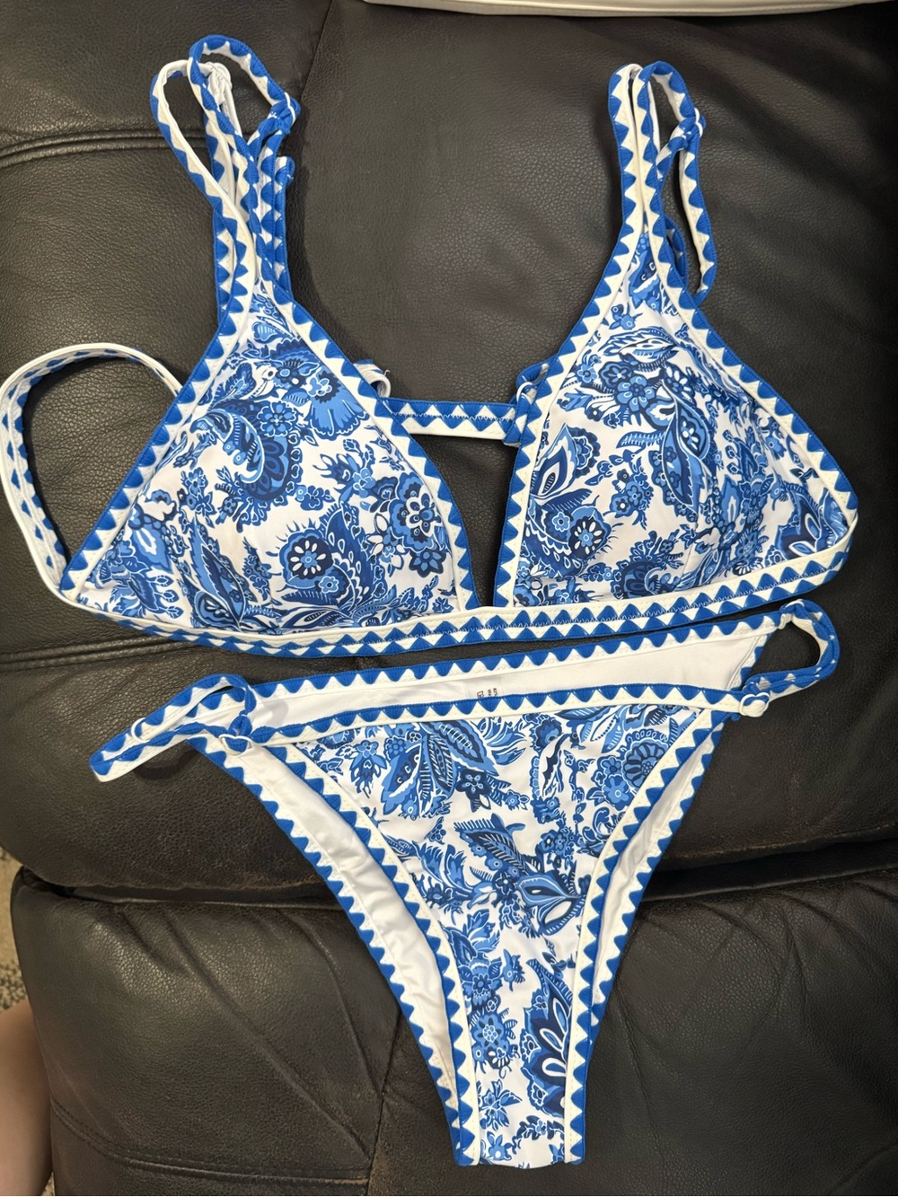 Blue and White Paisley  One-Piece Bikini Set NWOT- Size large